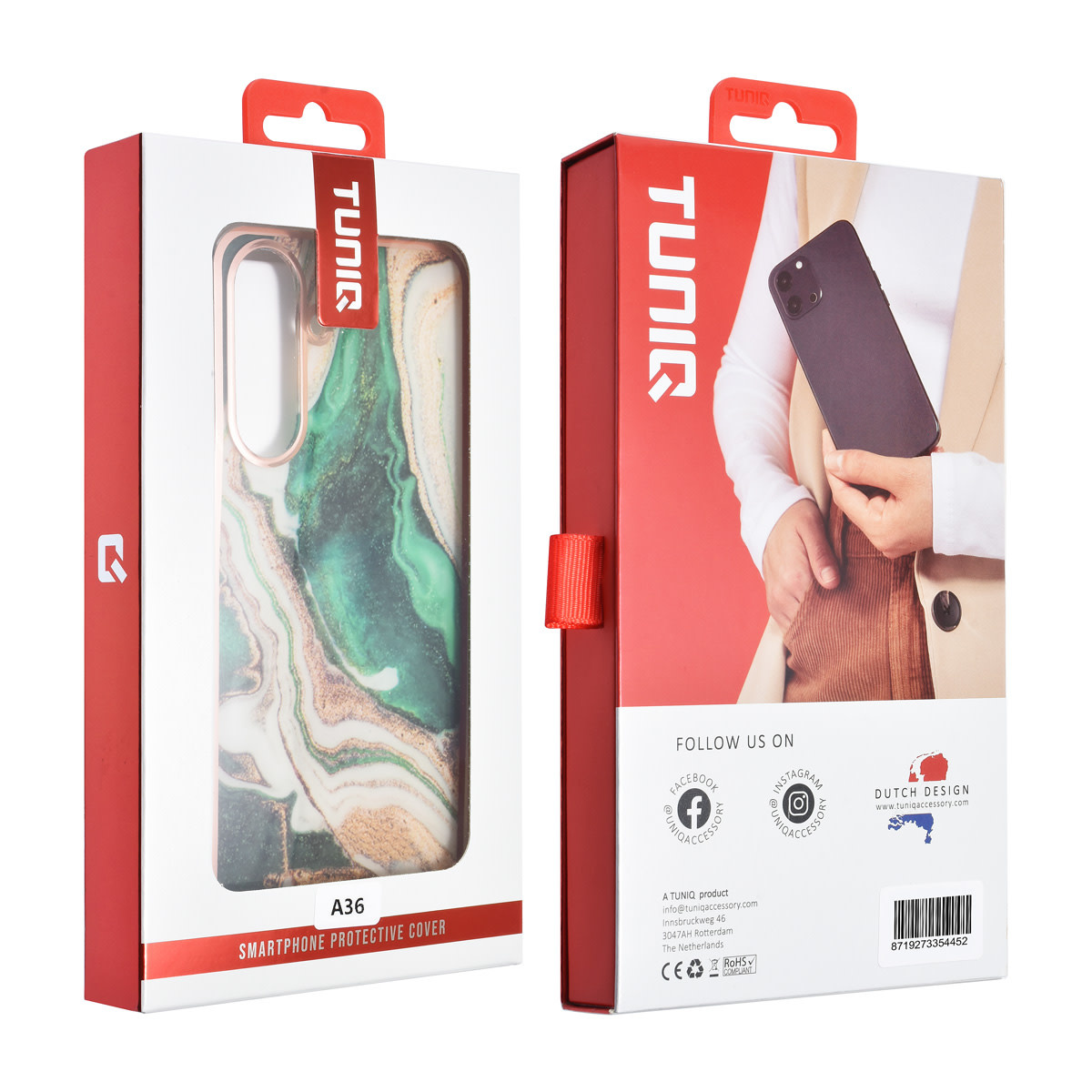 TUNIQ TUNIQ Galaxy A36 Backcover hoesje - Silicone - Marble Green, foto 3 van 3