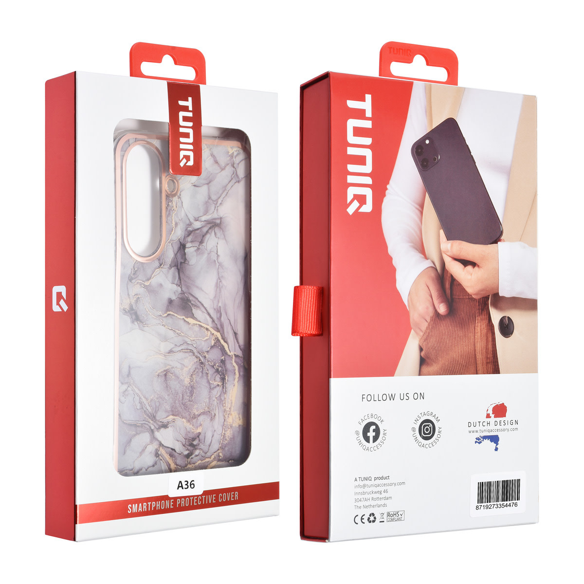 TUNIQ TUNIQ Galaxy A36 Backcover hoesje - Silicone - Marble Brown, foto 3 van 3
