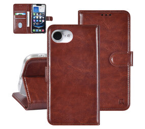 TUNIQ TUNIQ iPhone 16e Book-Case hul - Kartenhalter für 3 Karten - Magnetverschluss - Aufhänger - Braun TUNIQ TUNIQ iPhone 16e Book-Case hul - Kartenhalter für 3 Karten - Magnetverschluss - Aufhänger - Braun