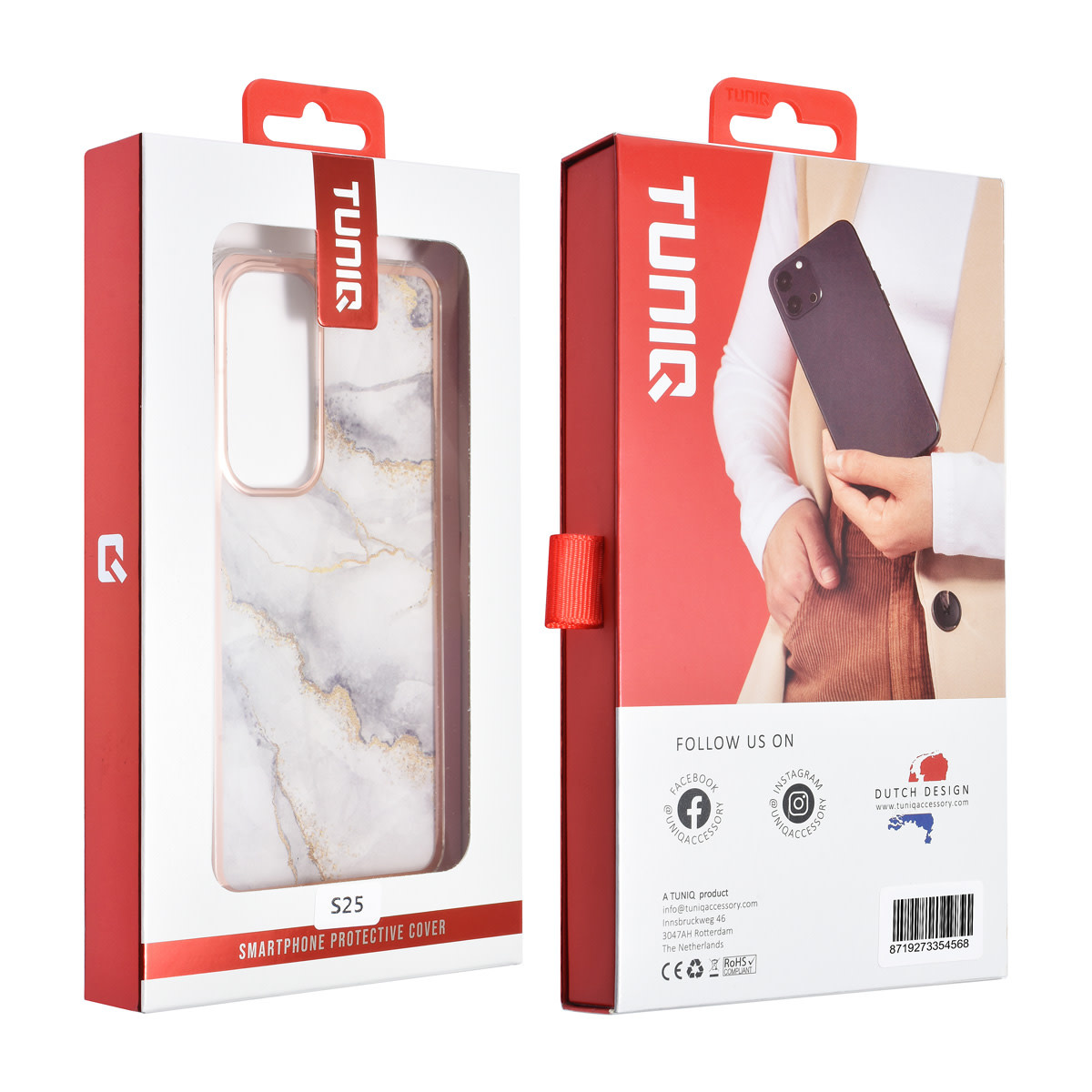 TUNIQ TUNIQ Galaxy S25 Backcover hoesje - Silicone - Marble Grey, foto 3 van 3