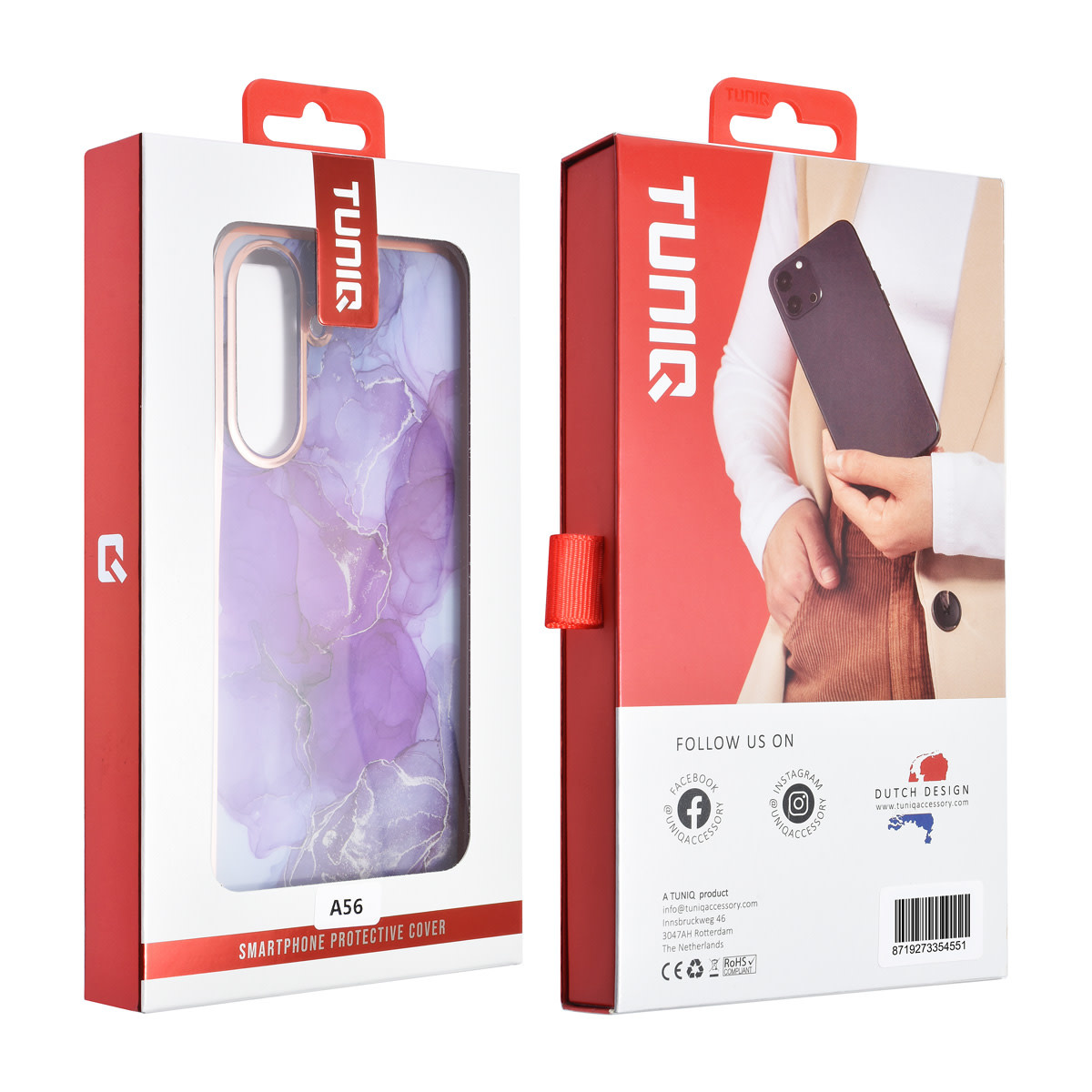 TUNIQ TUNIQ Galaxy A56 Backcover hoesje - Silicone - Marble Purple, foto 3 van 3