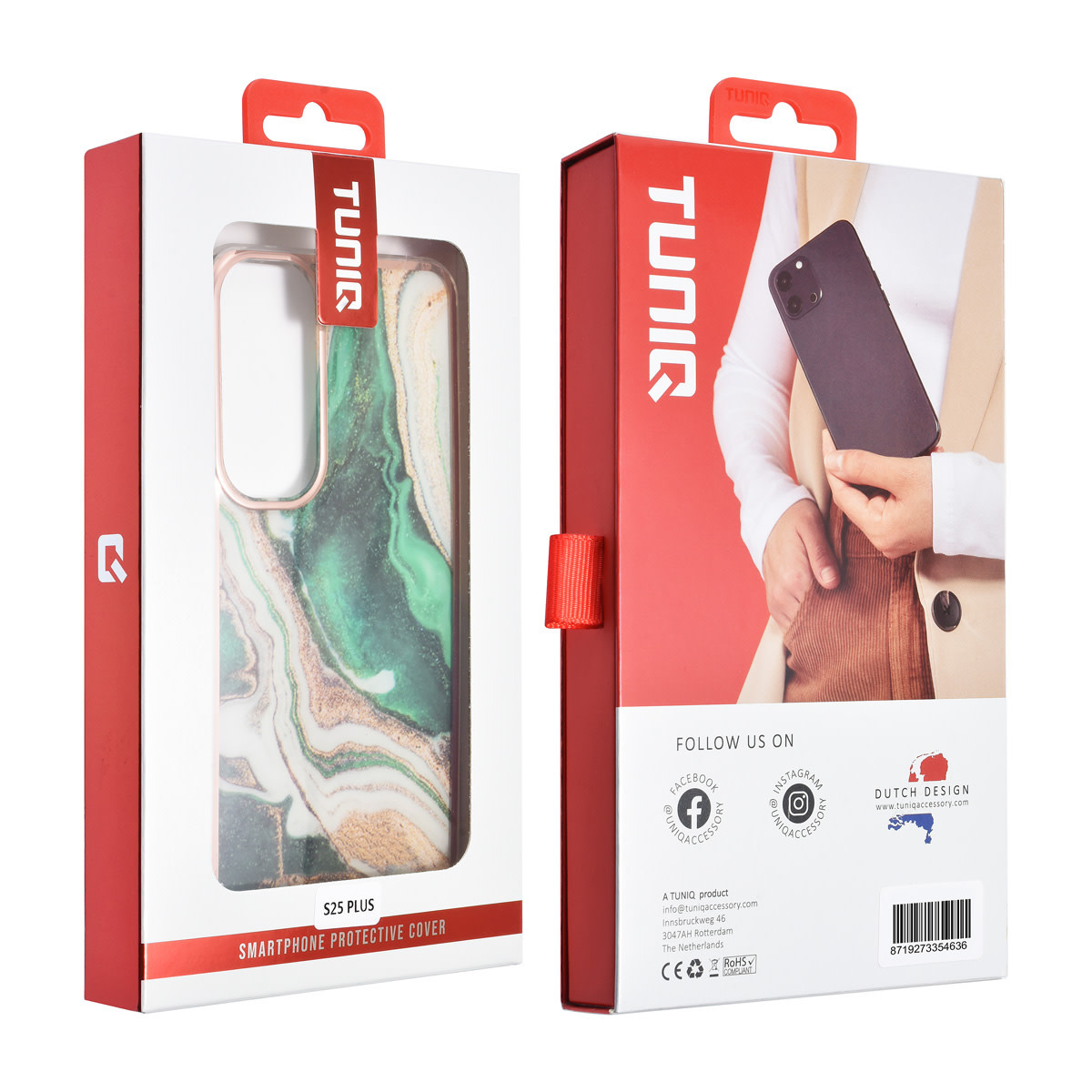 TUNIQ TUNIQ Galaxy S25 Plus Backcover hoesje - Silicone - Marble Green, foto 3 van 3