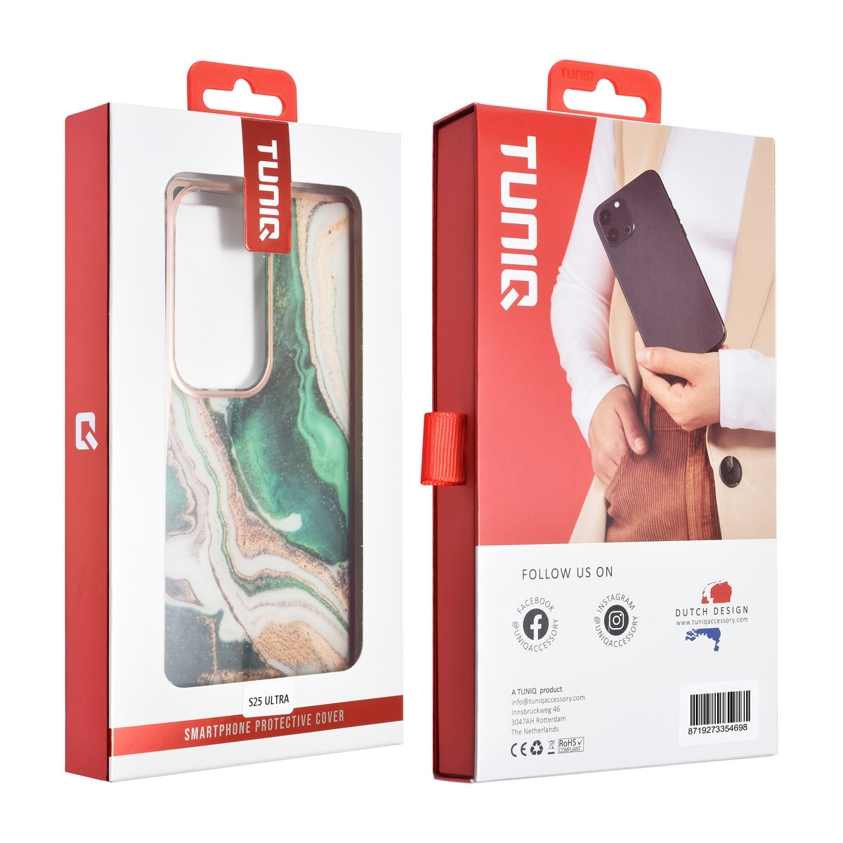 TUNIQ TUNIQ Galaxy S25 Ultra Backcover hoesje - Silicone - Marble Green, foto 3 van 3