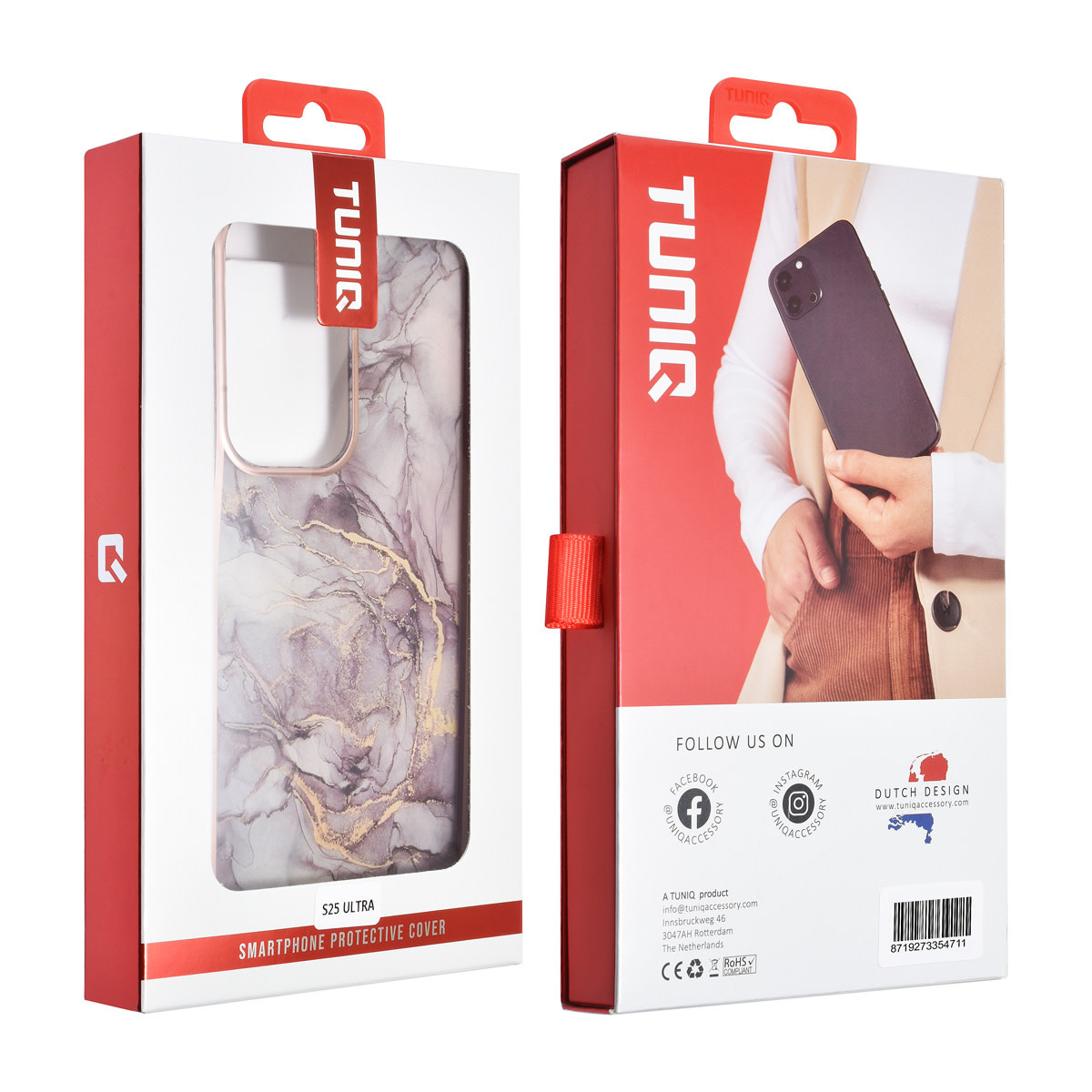 TUNIQ TUNIQ Galaxy S25 Ultra Backcover hoesje - Silicone - Marble Brown, foto 3 van 3