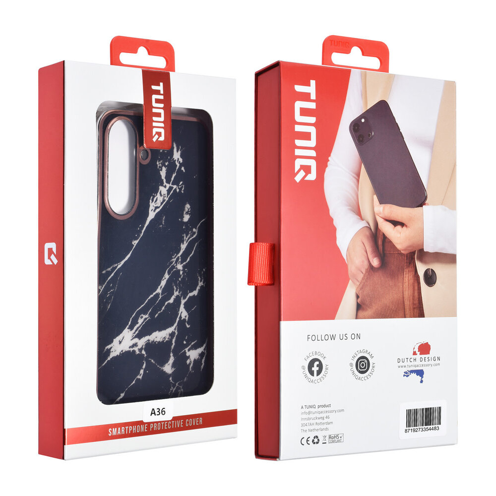 TUNIQ TUNIQ Galaxy A36 Back-Cover hul - Silicone - Marble Black