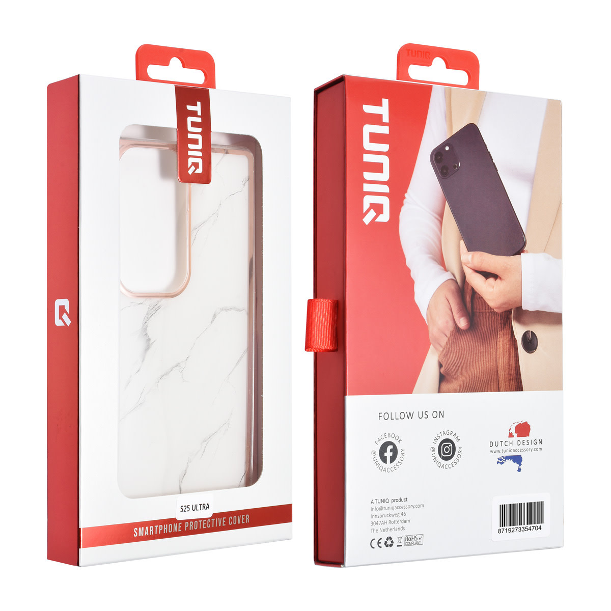 TUNIQ TUNIQ Galaxy S25 Ultra Backcover hoesje - Silicone - Marble White, foto 3 van 3