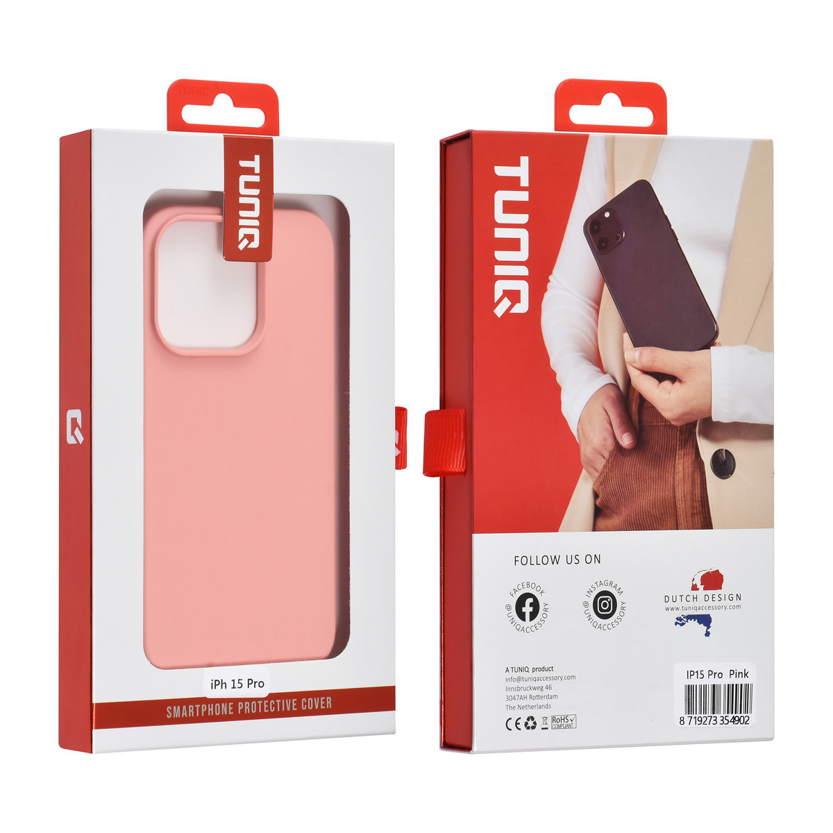 TUNIQ TUNIQ iPhone 15 Pro Backcover hoesje - Zalmroze, foto 3 van 3