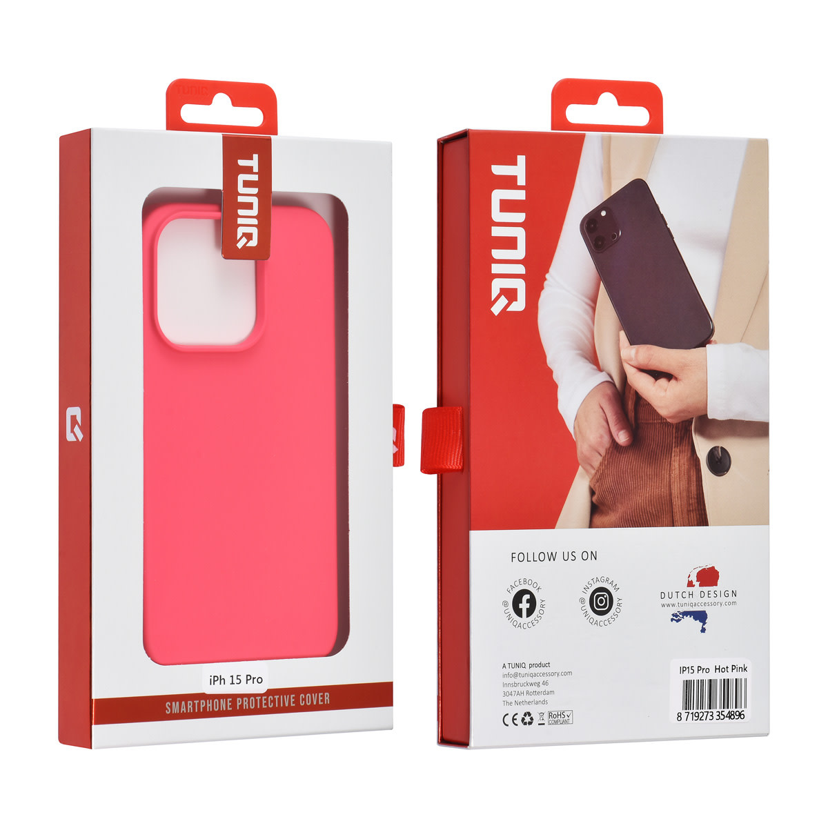 TUNIQ TUNIQ iPhone 15 Pro Backcover hoesje - Felroze, foto 3 van 3