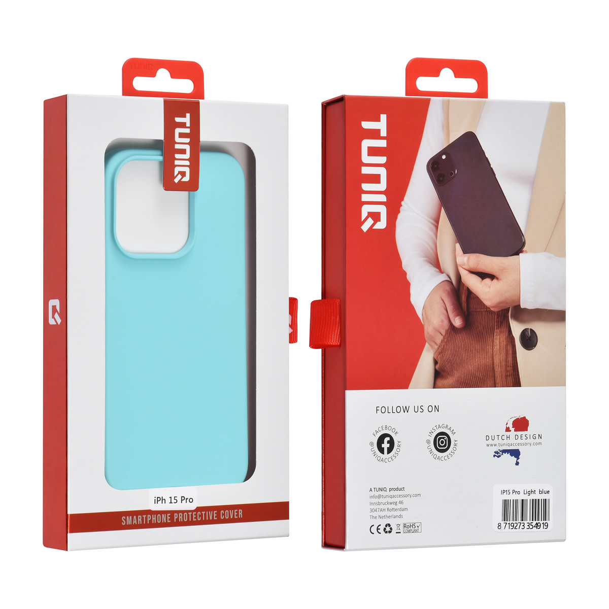 TUNIQ TUNIQ iPhone 15 Pro Backcover hoesje - Koraalblauw, foto 3 van 3