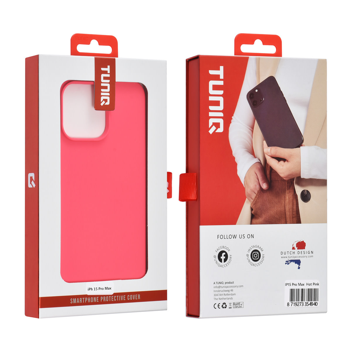 TUNIQ TUNIQ iPhone 15 Pro Max Backcover hoesje - Felroze, foto 3 van 3
