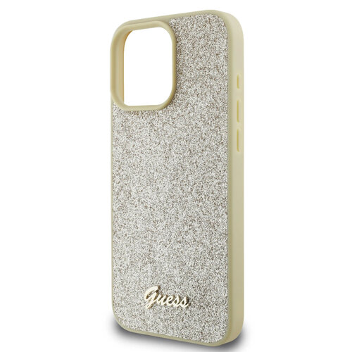 Guess Guess iPhone 16 Pro Back cover case - Fixed Glitter - Script Metal Logo - Gold