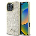 Guess Guess iPhone 16 Pro Back cover coque - Fixed Glitter - Script Metal Logo - Or