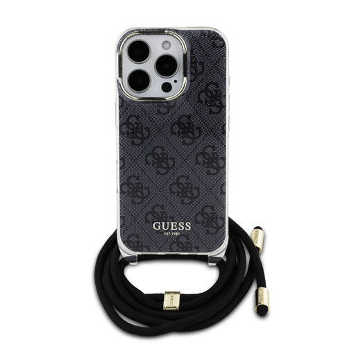 Guess Guess iPhone 16 Pro Back cover coque - 4G - CrossBody Cord - Noir
