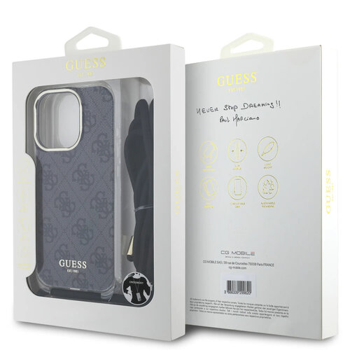 Guess Guess iPhone 16 Pro Back cover case - 4G - CrossBody Cord - Black