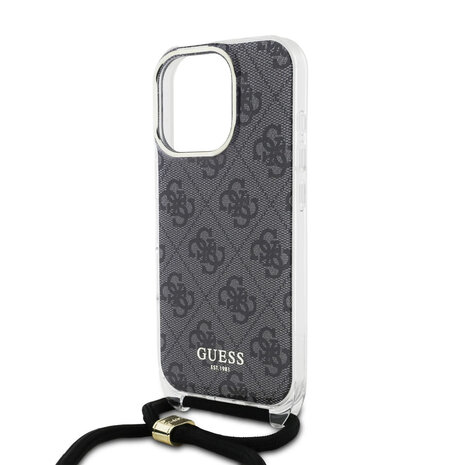 Guess Guess iPhone 16 Pro Back cover coque - 4G - CrossBody Cord - Noir Guess Guess iPhone 16 Pro Back cover coque - 4G - CrossBody Cord - Noir