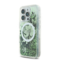 Guess Guess iPhone 16 Pro Back cover case - Magsafe - Liquid Glitter Flower Design - Green