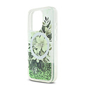 Guess Guess iPhone 16 Pro Backcover hoesje - Magsafe - Liquid Glitter Flower Design - Groen