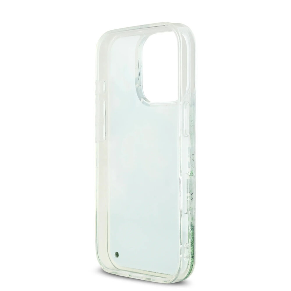 Guess Guess iPhone 16 Pro Back cover case - Magsafe - Liquid Glitter Flower Design - Green Guess Guess iPhone 16 Pro Back cover case - Magsafe - Liquid Glitter Flower Design - Green