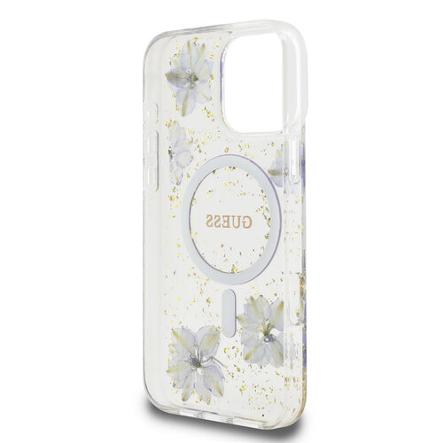 Guess Guess iPhone 16 Pro Max Back cover coque - Magsafe - Resin Flowers Design - Violet
