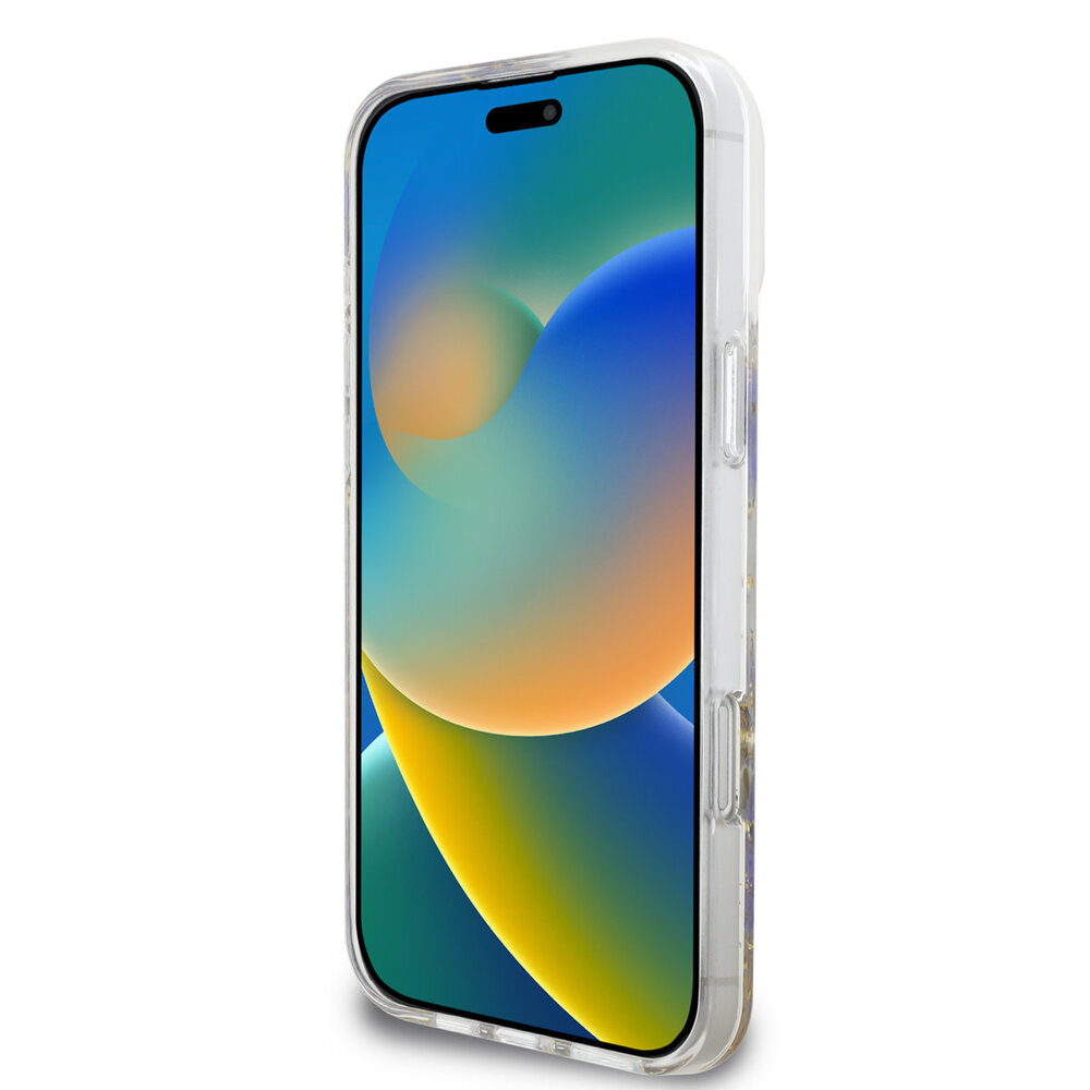 Guess Guess iPhone 16 Pro Max Back-Cover hul - Magsafe - Resin Flowers Design - Lila Guess Guess iPhone 16 Pro Max Back-Cover hul - Magsafe - Resin Flowers Design - Lila