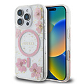 Guess Guess iPhone 16 Pro Back cover case - Magsafe - Resin Flowers Design - Pink