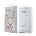Guess Guess iPhone 16 Pro Back cover case - Magsafe - Resin Flowers Design - Pink