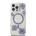 Guess Guess iPhone 16 Pro Back cover coque - Magsafe - Resin Flowers Design - Violet