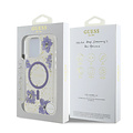 Guess Guess iPhone 16 Pro Back-Cover hul - Magsafe - Resin Flowers Design - Lila