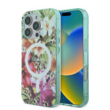 Guess Guess iPhone 16 Pro Max Back cover coque - Magsafe IML - Jungle Design - Orange Guess Guess iPhone 16 Pro Max Back cover coque - Magsafe IML - Jungle Design - Orange