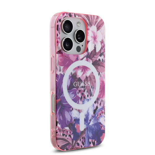 Guess Guess iPhone 16 Pro Back cover coque - Magsafe IML - Jungle Design - Violet