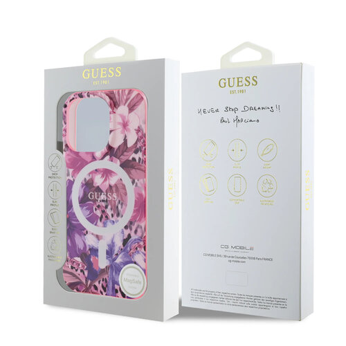 Guess Guess iPhone 16 Pro Back-Cover hul - Magsafe IML - Jungle Design - Lila