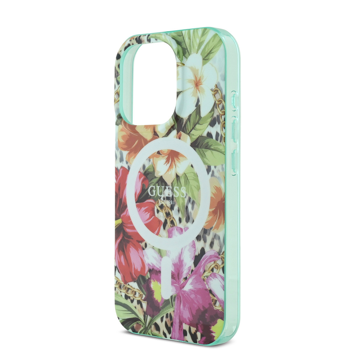 Guess Guess iPhone 16 Pro Backcover hoesje - Magsafe IML - Jungle Design - Oranje, foto 5 van 6