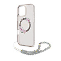 Guess Guess iPhone 16 Pro Max Back-Cover hul - Magsafe IML - Flower Wreath Design & Pearl Strap - Schwarz