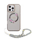 Guess Guess iPhone 16 Pro Max Back cover coque - Magsafe IML - Flower Wreath Design & Pearl Strap - Noir Guess Guess iPhone 16 Pro Max Back cover coque - Magsafe IML - Flower Wreath Design & Pearl Strap - Noir