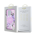 Guess Guess iPhone 16 Pro Max Back cover case - Magsafe IML - Flower Design & Tonal Circle Logo - Purple