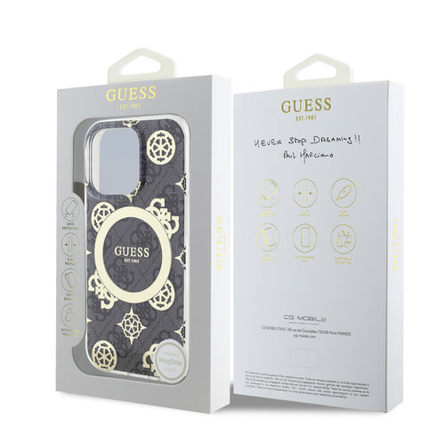 Guess Guess iPhone 16 Pro Max Backcover hoesje - Magsafe IML - 4G Peony - Zwart