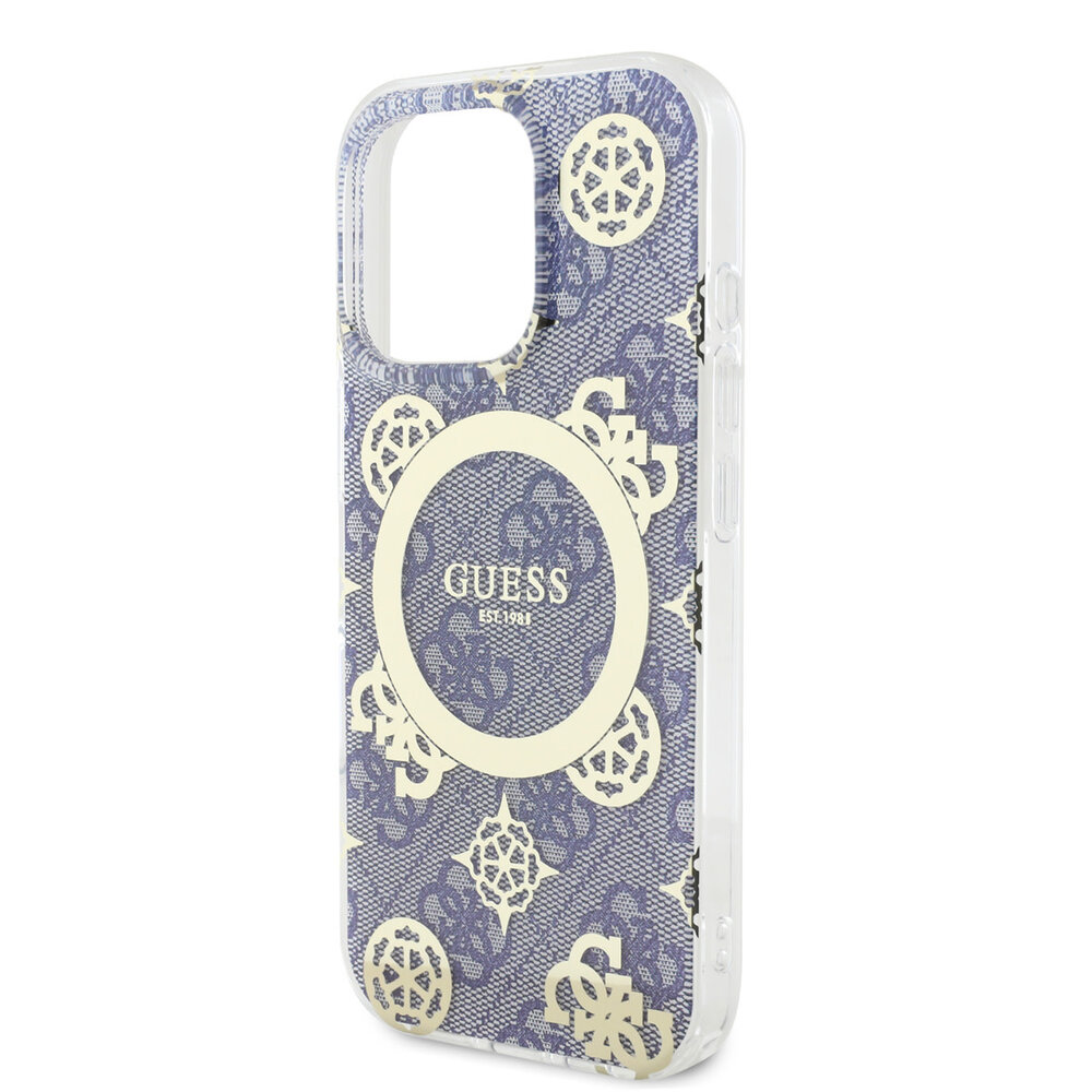 Guess Guess iPhone 16 Pro Max Back-Cover hul - Magsafe IML - 4G Peony - Blau Guess Guess iPhone 16 Pro Max Back-Cover hul - Magsafe IML - 4G Peony - Blau