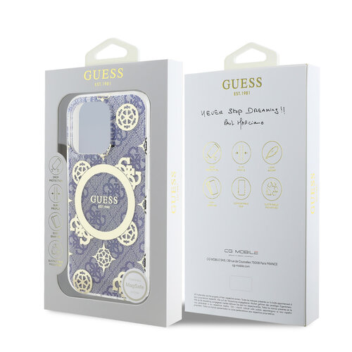 Guess Guess iPhone 16 Pro Max Backcover hoesje - Magsafe IML - 4G Peony - Blauw