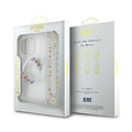 Guess Guess iPhone 16 Pro Back-Cover hul - Magsafe IML - Flower Wreath Design & Pearl Strap - Transparent