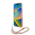 Guess Guess iPhone 16 Pro Back cover case - Magsafe IML - Flower Wreath Design & Pearl Strap - Pink