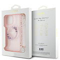 Guess Guess iPhone 16 Pro Back-Cover hul - Magsafe IML - Flower Wreath Design & Pearl Strap - Rosa
