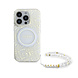 Guess Guess iPhone 16 Pro Back cover coque - Magsafe IML - Pearl Strap & Electroplated Flower Design - Blanc Guess Guess iPhone 16 Pro Back cover coque - Magsafe IML - Pearl Strap & Electroplated Flower Design - Blanc