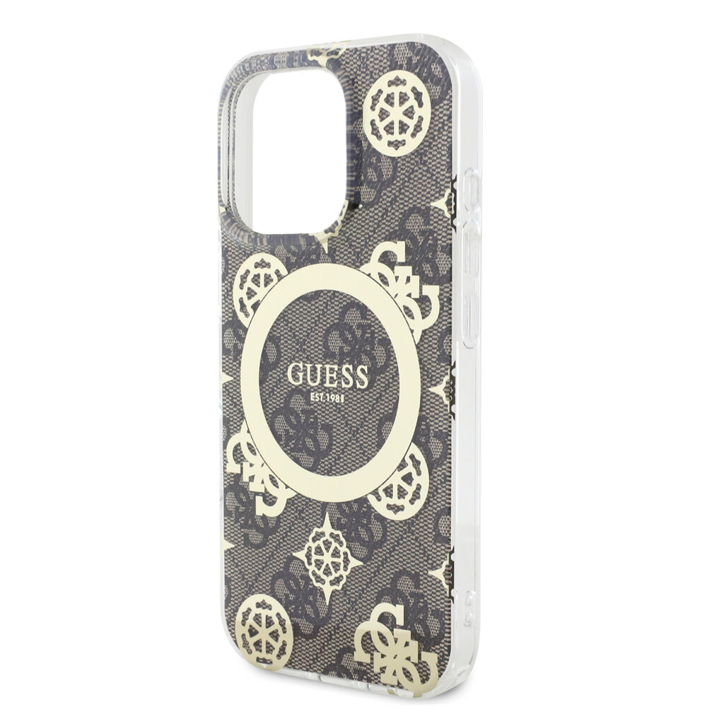 Guess Guess iPhone 16 Pro Max Back-Cover hul - Magsafe IML - 4G Peony - Braun Guess Guess iPhone 16 Pro Max Back-Cover hul - Magsafe IML - 4G Peony - Braun