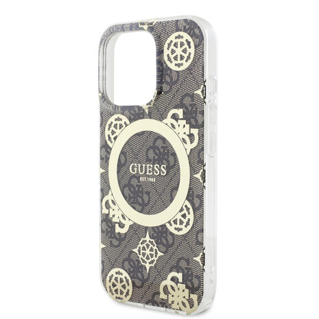 Guess Guess iPhone 16 Pro Max Back-Cover hul - Magsafe IML - 4G Peony - Braun Guess Guess iPhone 16 Pro Max Back-Cover hul - Magsafe IML - 4G Peony - Braun