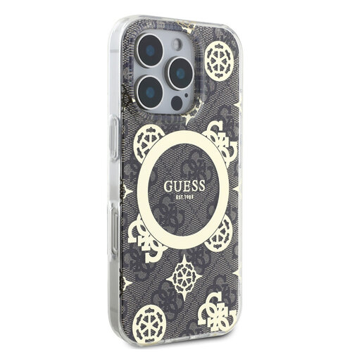 Guess Guess iPhone 16 Pro Max Back cover case - Magsafe IML - 4G Peony - Brown