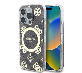 Guess Guess iPhone 16 Pro Max Back cover case - Magsafe IML - 4G Peony - Brown Guess Guess iPhone 16 Pro Max Back cover case - Magsafe IML - 4G Peony - Brown