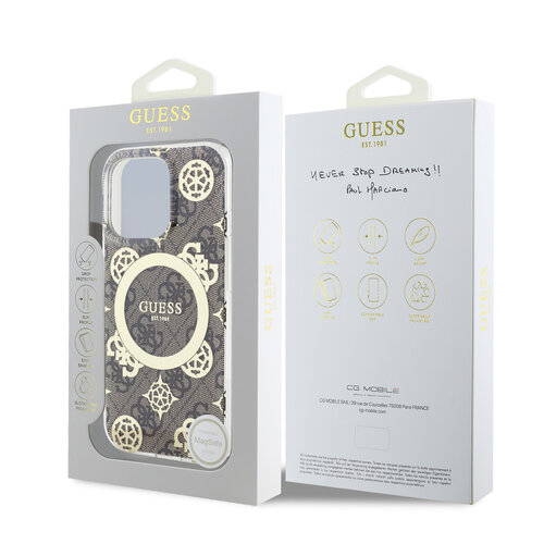 Guess Guess iPhone 16 Pro Max Backcover hoesje - Magsafe IML - 4G Peony - Bruin