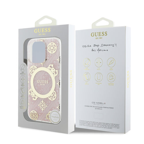 Guess Guess iPhone 16 Pro Max Backcover hoesje - Magsafe IML - 4G Peony - Roze
