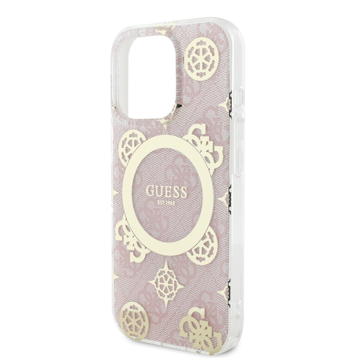 Guess Guess iPhone 16 Pro Max Backcover hoesje - Magsafe IML - 4G Peony - Roze, foto 5 van 6