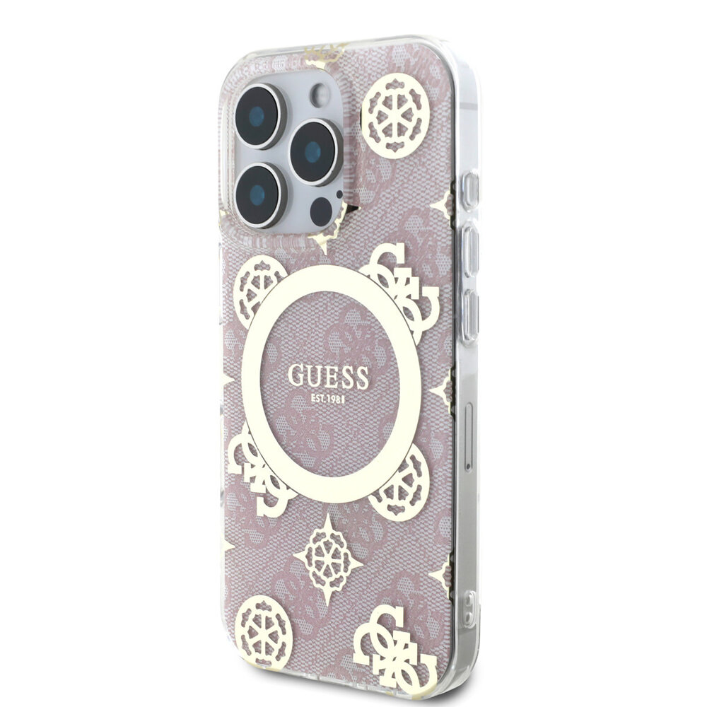 Guess Guess iPhone 16 Pro Max Back cover case - Magsafe IML - 4G Peony - Pink Guess Guess iPhone 16 Pro Max Back cover case - Magsafe IML - 4G Peony - Pink